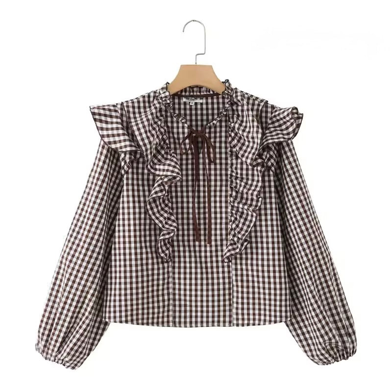 Lucía | Blusa a cuadros con volantes